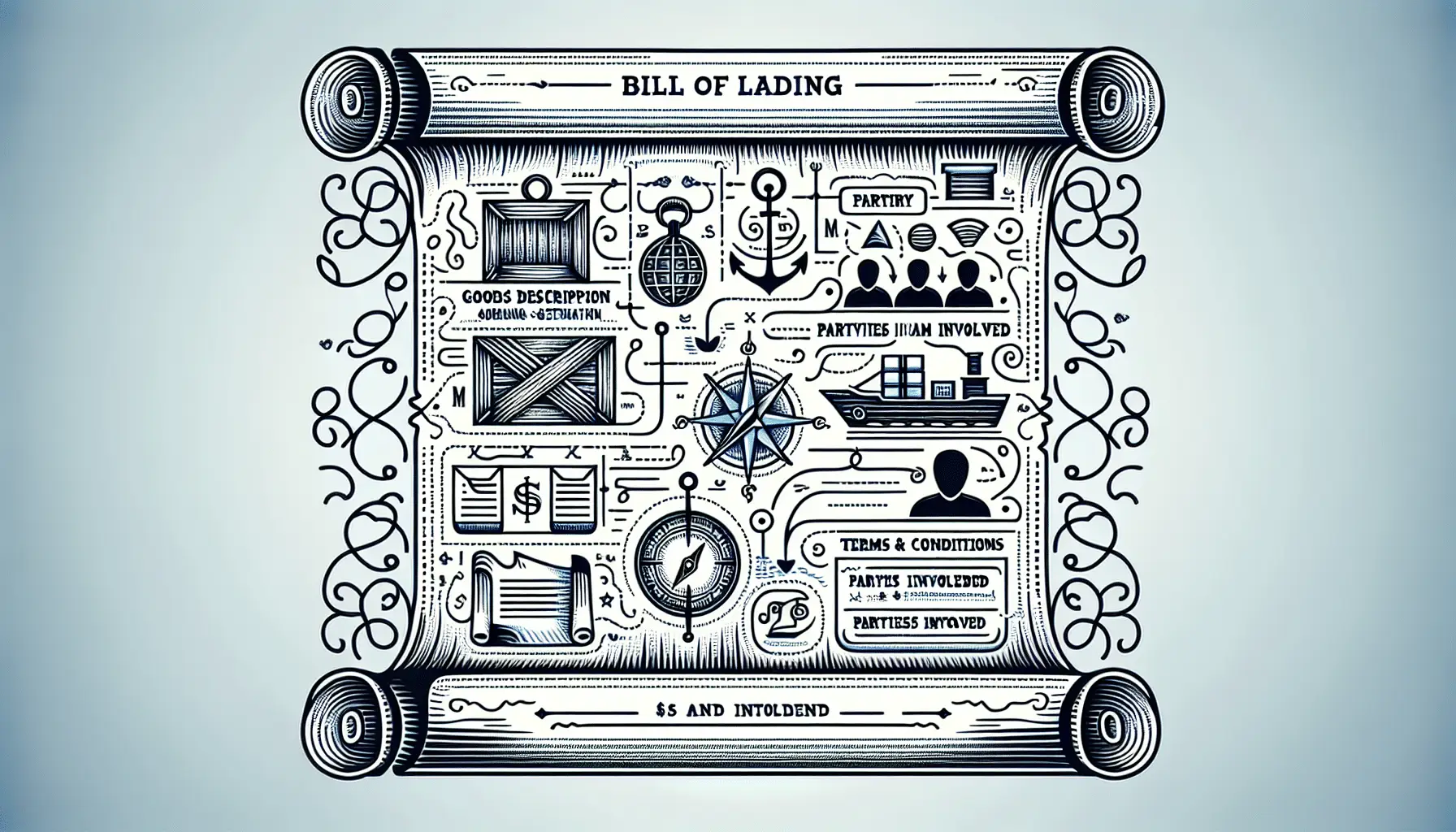 Illustration of key information included in a bill of lading