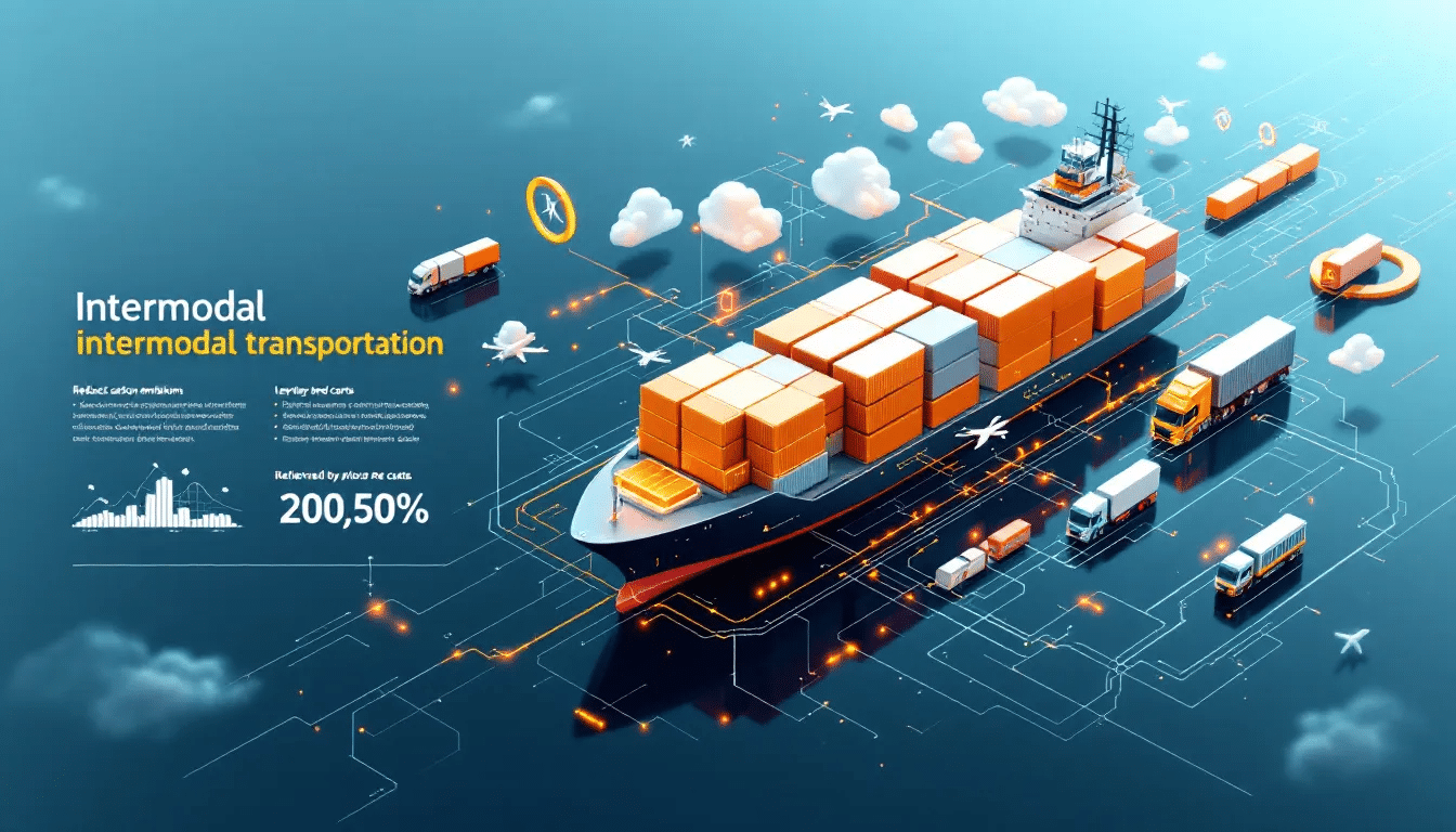 An illustration of intermodal transportation and its advantages in logistics.