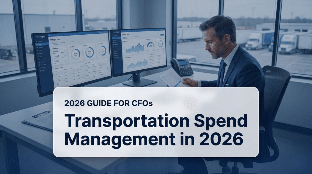 CFO reviewing transportation spend management dashboard — 2026 guide for finance and supply chain executives